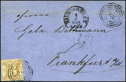 3 Sgr., Frischer Blauer Prachtbrief Nach Frankfurt/M., Re. Oben Mit Blanko Aufges. Stempel "300" Und Beiges. K1 HAMBURG  - Other & Unclassified