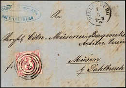 3 Kr., Kab.-Stück Mit Zentr. Stempel "173" DILLENBURG Auf Blauem Faltbrief. (Michel: 52) - Altri & Non Classificati