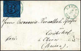 "253" EISFELD, In Blau Auf Kl. Weißem Prachtbrief 3 Kr. (Michel: 8) - Other & Unclassified