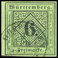 Gest. 6 Kr., Kab.-Stück In Besserer Type IIa Mit K2 GÖPPINGEN, Sign. Hederer.<br/><br/><span Style='color:red;font-size: - Altri & Non Classificati