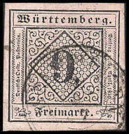 Gest. 9 Kr., Besonders Breitrandiges, Gestplt. Kab.-Stück, Sign. Thoma BPP, Heinrich BPP. (Michel: 4a) - Autres & Non Classés