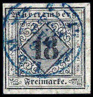 Gest. 18 Kr., Breitrandiges Exemplar (kl. Mgl.) Mit Zentr. Blauem K2 ULM, Fotoattest Irtenkauf BPP.<br/><b>Katalogpreis: - Other & Unclassified