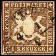 Gest. 1 Kr., Prachtstück Mit Zentr. Aufges. Bahn-Segmentstempel UNTERTÜRKH. (Type II), Sign. Thoma BPP.<br/><b>Katalogpr - Sonstige & Ohne Zuordnung