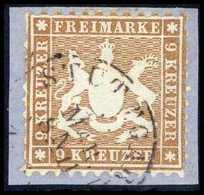 Briefst. 9 Kr., Frisches Pracht-Bfstk. Mit K2 STUTTGART, Sign. Thoma BPP.<br/><b>Katalogpreis: 220,-</b> (Michel: 28b) - Other & Unclassified