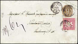 Beleg 3 Kr., Zusatzfrankatur Auf Pracht-Umschlag 9 Kr. Braun Mit K3 STUTTGART 6/1 1867 In Die Schweiz. (Michel: 31a,U19) - Other & Unclassified