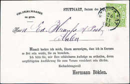 Beleg 1 Kr., Kabinettstück Auf Vertreter-Ankündigungskarte Einer Kolonialwaren-Firma In Stuttgart. (Michel: 36a) - Other & Unclassified