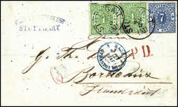 Beleg 1 Kr., Zwei Exemplare Mit 7 Kr. Blau Auf Schönem Weißem Kab.-Brief Nach Frankreich, Klare K1 STUTTGART 23/5 (1869) - Sonstige & Ohne Zuordnung