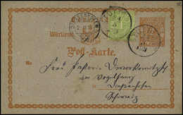 Beleg 1 Kr., Zusatzfrankatur Auf Ganzsachenkarte 2 Kr. Orange Mit Klarem K1 STUTTGART 24/3 (1875) In Die Schweiz. Marke  - Sonstige & Ohne Zuordnung