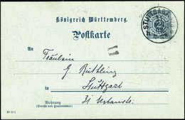 Beleg 1902, Privat-Ganzsachenkarte 2 Pfg. Grau Mit K1 STUTTGART No.8 31/3 02, Rs. Dekorat. Abschieds-Motiv Für Die Bayer - Autres & Non Classés