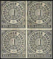 O. Gummi 1 Gr. Schwarz, Probedruck, Vollrandiger Viererblock O.G. (leichte Knitterpuren). (Michel: 4P1(4)) - Other & Unclassified