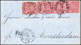 3 Kr., Vier Exemplare Auf Schönem Blauem Faltbrief Mit K1 FRANKFURT A.M. Nach Amsterdam. (Michel: 9(4)) - Autres & Non Classés