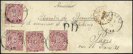 Beleg 3 Kr., Vier Exemplare (zwei Kl. Mgl.) Auf Kl. Kuvert Mit K1 FRIEDBERG Nach Paris. (Michel: 21(4)) - Other & Unclassified