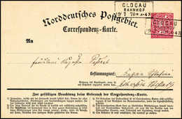 Beleg 1 Gr., Vollrandiger Ganzs.-Ausschnitt Mit Klarem R2 GLOGAU BAHNHOF 19/9 70 Auf Kabinett-Korrespondenzkarte Nach Sa - Sonstige & Ohne Zuordnung