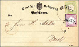 Beleg ¼ Gr., Seltene Rauhe Zähnung, In Mischfrankatur Mit 1/3 Gr. Hellgrün, Gr. Schild, Auf Kab.-Postkarte Nach Varel, H - Other & Unclassified