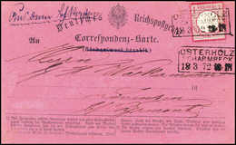 1 Gr., Einzelfrankatur Auf Violetter Korrespondenzkarte ("Rückantwort Bezahlt" Gestrichen) Mit Klarem R3 OSTERHOLZ SCHAR - Other & Unclassified