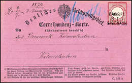 Beleg 1 Gr., Luxusstück Mit Klarem Zug-L3 CASSEL/EISENACH 8/11 (1872) Auf Violetter Bezahlter Rückantwortkarte Nach Kais - Other & Unclassified