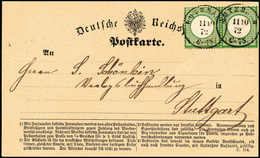 Beleg 1 Kr. Dunkelblaugrün, Seltene Farbe, Waagr. Kab.-Paar Mit K1 BUTZBACH 11/10 72 Auf Postkarte Nach Stuttgart. (Mich - Other & Unclassified