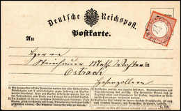 Beleg 2 Kr., Kab.-Stück Mit Zentr. Baden-K2 UEBERLINGEN 21/7 (1872) Auf Postkarte Nach Ostrach.<br/><b>Katalogpreis: 500 - Sonstige & Ohne Zuordnung