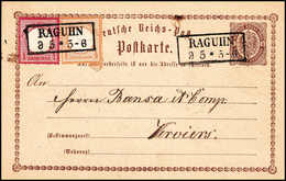 Beleg ½ Gr. Mit 1 Gr. Karminrosa Auf Ganzsachenkarte ½ Gr. Braun Als Seltenes 2-Gr.-Postkartenporto Nach Frankreich (rs. - Other & Unclassified