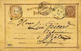 Beleg ½ Gr. Als Wertstufengl. Zusatzfrankatur Auf Postkarte ½ Gr. In Die Schweiz, Kl. Mgl., Blaue K1 WINZENHEIM 4/12 74. - Autres & Non Classés