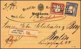 Beleg 1 Gr. Mit 2 Gr. Blau Auf Luxus-Paketbegleitkarte Nach Berlin, Klarer R3 STETTIN 21/5 73. (Michel: 19,20) - Autres & Non Classés