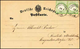 Beleg 1 Kr., Waagr. Kab.-Paar Mit Seltenem K1 LICHTENTHAL 28/8 74 Auf Postkarte Nach Rostock. (Michel: 23a(2)) - Other & Unclassified