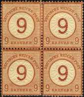 **/* 9 A. 9 Kr., Ungebr. Pracht-Viererblock (ein Wert Postfr.).<br/><b>Katalogpreis: 55o.-+</b> (Michel: 30(4)) - Altri & Non Classificati