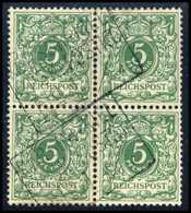 Gest. 5 Pfg., Farbfrischer Viererblock (re. Etwas Bügig) Mit Seltener Entwertung Durch R3 KORSÖR/KIEL DPSK.POSTKT.No.1,  - Autres & Non Classés