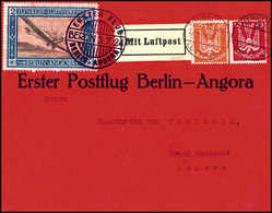 Beleg 1924, Junkers 2 GM Mit Flugpost 10 Und 50 Pfg. Auf Offiziellem Rotem Sonderumschlag ERSTER FLUG BERLIN-ANGORA 5/7  - Sonstige & Ohne Zuordnung