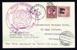 Beleg 1929, Weltrundfahrt Lakehurst - Lakehurst Und Rückfahrt Lakehurst - Friedrichshafen (Si.32), Postkarte Mit Amerika - Sonstige & Ohne Zuordnung