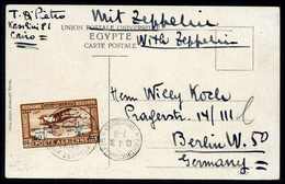 Beleg 1931, Ägyptenfahrt, Tadellose Postkarte Ägyptische Post Mit Zeppelinmarke 50 Mm Und Stempel Von Kairo. (Michel: Si - Autres & Non Classés