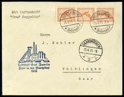 Beleg 1933, Saargebietsfahrt, Tadelloser Brief Mit Dreierstreifen Flugpost 50 Pfg. (Michel: Si.217Aa) - Autres & Non Classés