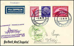 Beleg 1933, 8.SA-Fahrt, Bordpost Rückfahrt, Tadelloser Brief DR Zeppelin 1 Mk. Und Zwei Weitere Marken. (Michel: Si.235A - Autres & Non Classés