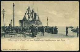 Beleg 1900, "Abfahrt Dampfer Palatia Mit Dem Ostasiatschen Expeditionscorps Nach China", Seltene Foto-AK. - Autres & Non Classés