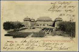 Beleg 1901, "Feldgottesdienst Der Deutschen Truppen In Peking Am 27.1.01 Vor Der Verbotenen Stadt", Seltene Foto-AK Kiau - Other & Unclassified
