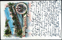 Beleg 1899, "Gruß Aus Tanga", Besonders Schöne Farblitho-AK Mit 3 P. (Michel: 7) - Altri & Non Classificati