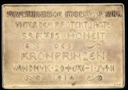 1914, Ehrenpreis-Medaille Zur Südwestafrikanischen Landesausstellung, Windhuk 1914, Messing, 70 : 100 Mm Mit Doppelseiti - Autres & Non Classés