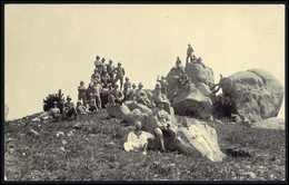 Beleg (1910), "Im Lauschan-Gebirge", Private Foto-AK Mit Deutschen Soldaten Auf Felsen. - Other & Unclassified