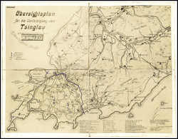 1914, "Übersichtsplan Für Die Verteidigung Von Tsingtau", Vierteilige Karte (Fotoabzüge Auf Leinen Montiert) Mit Hs. Ein - Autres & Non Classés