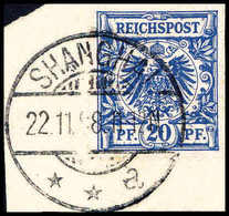 Briefst. 20 Pfg., Tadelloses Bfstk. Mit Vollem Stempel SHANGHAI "a" 22/11 98 In Schweizer Form, Sign. Kilian (Dr.Steuer  - Other & Unclassified