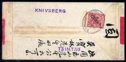 10 Pfg., Einzelfrankatur Auf Dekorativem Chines. Rotbandbrief Nach Tsingtau, Klarer Stempel SEEPOST SHANGHAI-TIENTSIN "c - Altri & Non Classificati