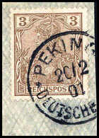 Briefst. 3 Pfg., Tadelloses Bfstk. Mit Klarem Stempel PEKING 20/2 01.<br/><b>Katalogpreis: 300,-</b> (Michel: PVa) - Altri & Non Classificati