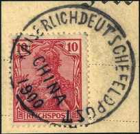 Briefst. 10 Pfg., Tadelloses Bfstk. Mit Seltenem Stempel KAISERLICH DEUTSCHE FELDPOST CHINA 1900 (Type III). (Michel: PV - Altri & Non Classificati