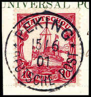 Briefst. 10 Pfg., Ideales Bfstk. Mit Stempel PEKING 15/6 01.<br/><b>Katalogpreis: 380,-+</b> (Michel: PVIc) - Autres & Non Classés