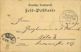 Beleg MSP No.6 (Stempel Des NDL-Dampfers "Gera" Auf Großem Kreuzer "Hansa" Verwendet), Klar Auf Feldpostkarte Nach Köln. - Autres & Non Classés