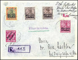Beleg Teil-Barfrankierung: RABAT 24/2 02, Als Einschreiben Aufgegebener Brief Mit Mischfrankatur 10 C. Und Germania 3 C. - Other & Unclassified