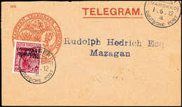 Beleg 10 C. Frankiert Auf Vorgedrucktem Telegramm-Umschlag "Eastern Telegraph Company" Mit Klarem Stempel TANGER "a" 176 - Autres & Non Classés