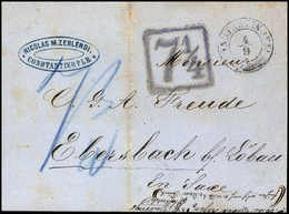 Beleg CONSTANTINOPEL 4/9 (1857), K2 Der österr. Post Mit Beiges. Taxstempel "7 1/4" Nebst Blauer Austaxierung "7 3/10" A - Autres & Non Classés