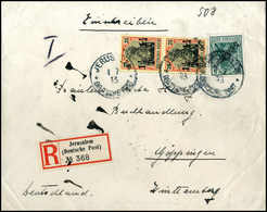 Beleg 1¼ Pia., Senkr. Paar In Währungs-Mischfrankatur Mit Ausgabe 1908, 5 C. Auf R-Brief In Der 2. Gewichtsstufe Mit Ste - Other & Unclassified