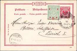 Beleg 20 P., Tadellose Postkarte Mit Stempel CONSTANTINOPEL 1 27/5 98 In Die Schweiz. Als Zusatzfrankatur Eine Ebenfalls - Sonstige & Ohne Zuordnung